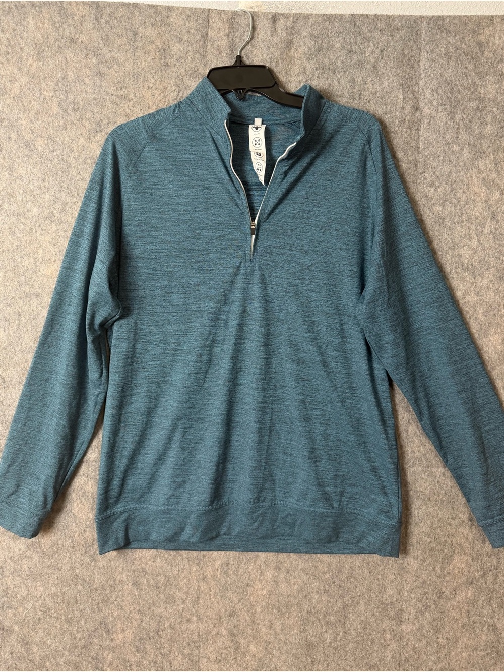 State & Liberty Quarter Zip Pullover Mens L Blue Heather Athletic Fit Stretch
